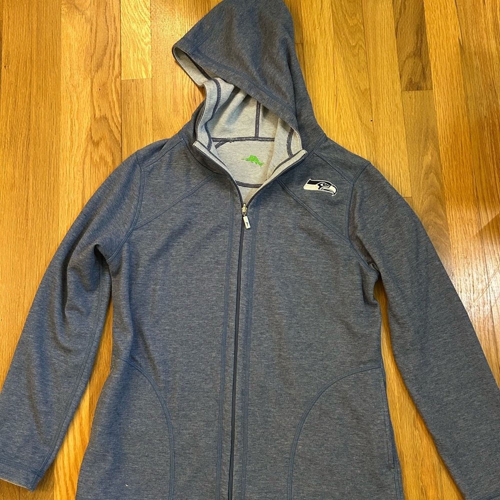 Women’s Tommy Bahama Seattle Seahawks Blue Reversible Hoodie size Medium